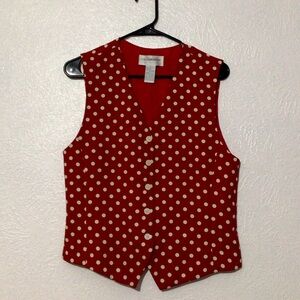 Vintage Liz Clairborne Red w/ polka dot vest Size Medium